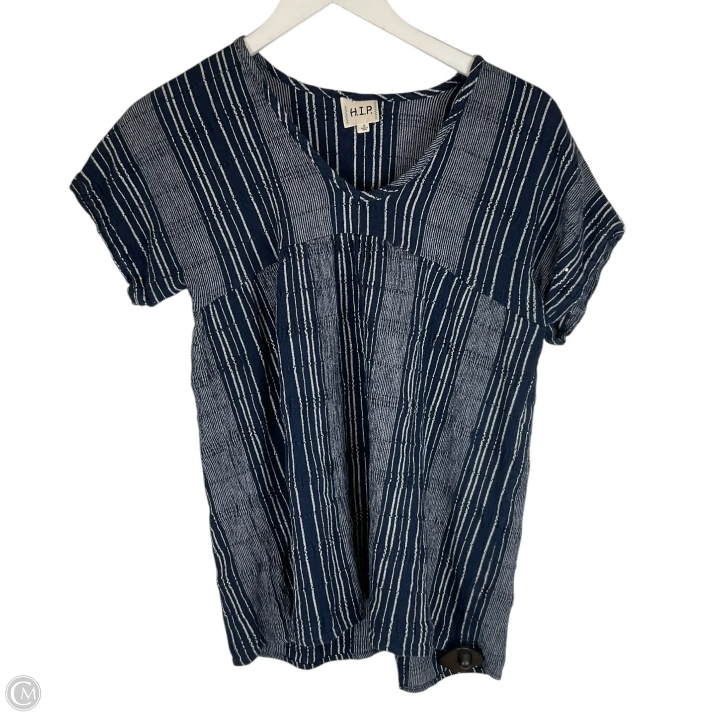 Top Short Sleeve By Hip In Navy, Size: S