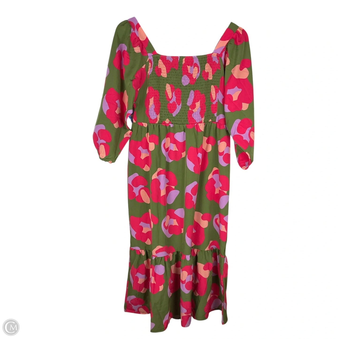 Dress Casual Midi By Cmc In Green & Red, Size: M
