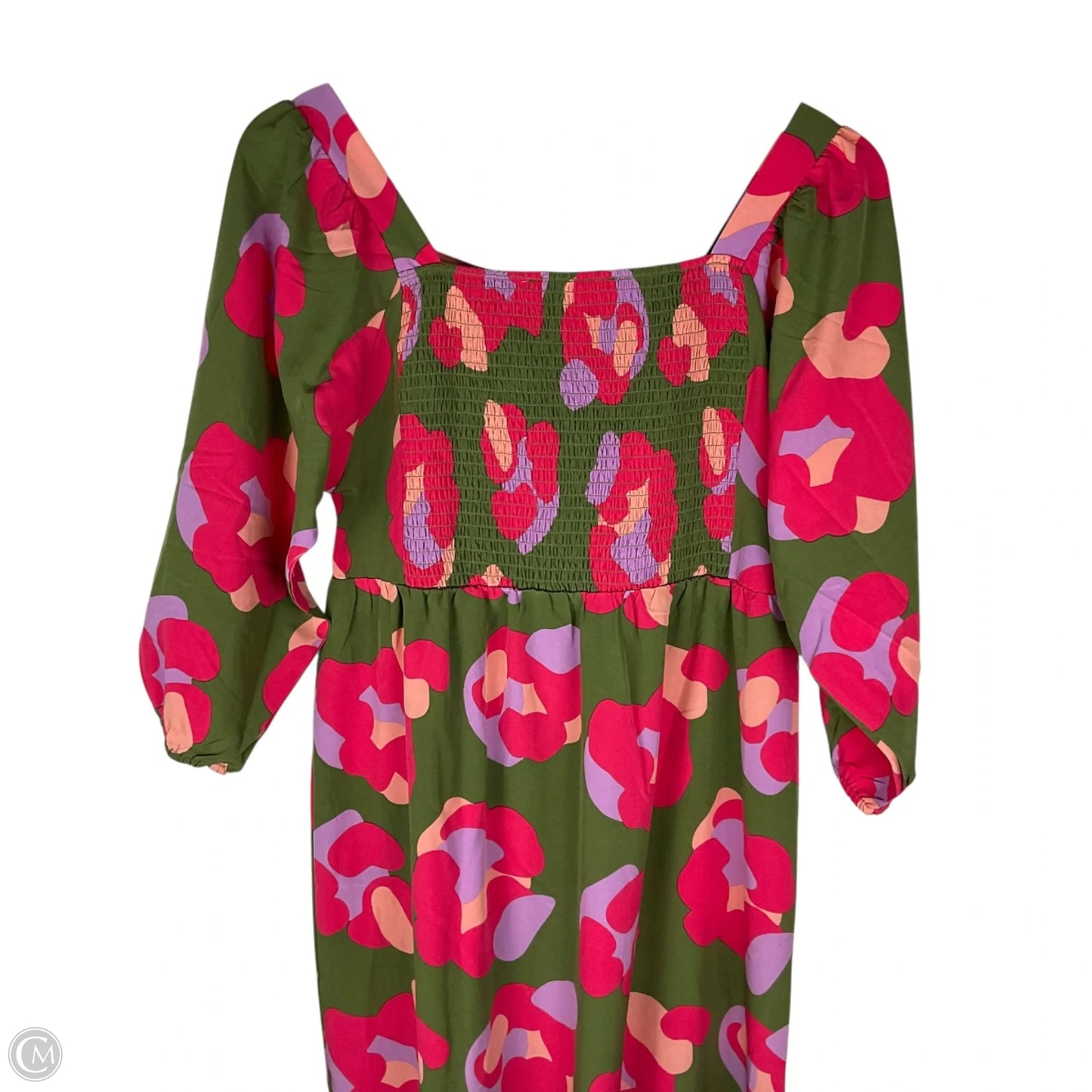 Dress Casual Midi By Cmc In Green & Red, Size: M