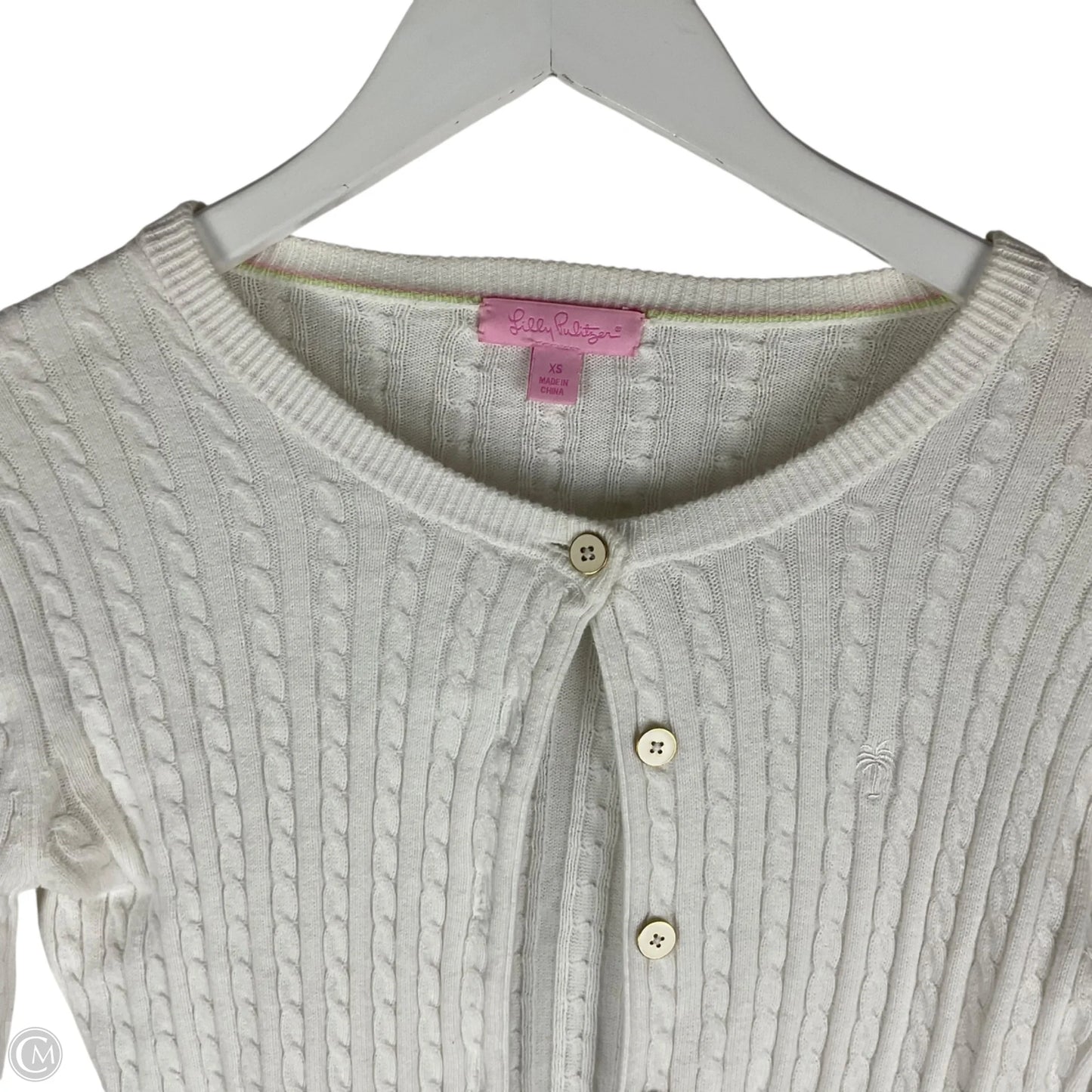 Sweater Cardigan Designer By Lilly Pulitzer In White, Size: Xs