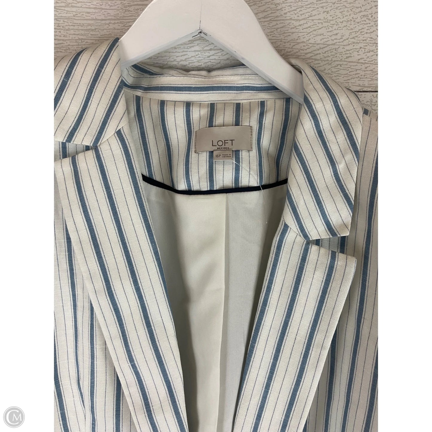 Blazer By Loft In Blue & White, Size: 16