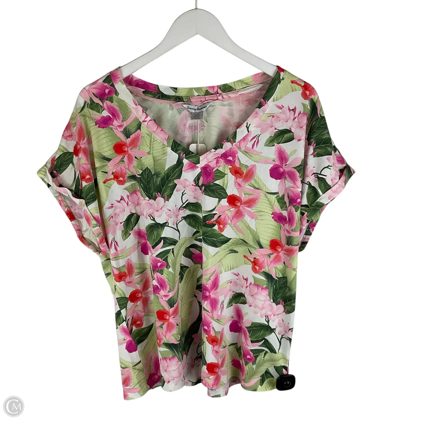Top Short Sleeve By Tommy Bahama In Floral Print, Size: L