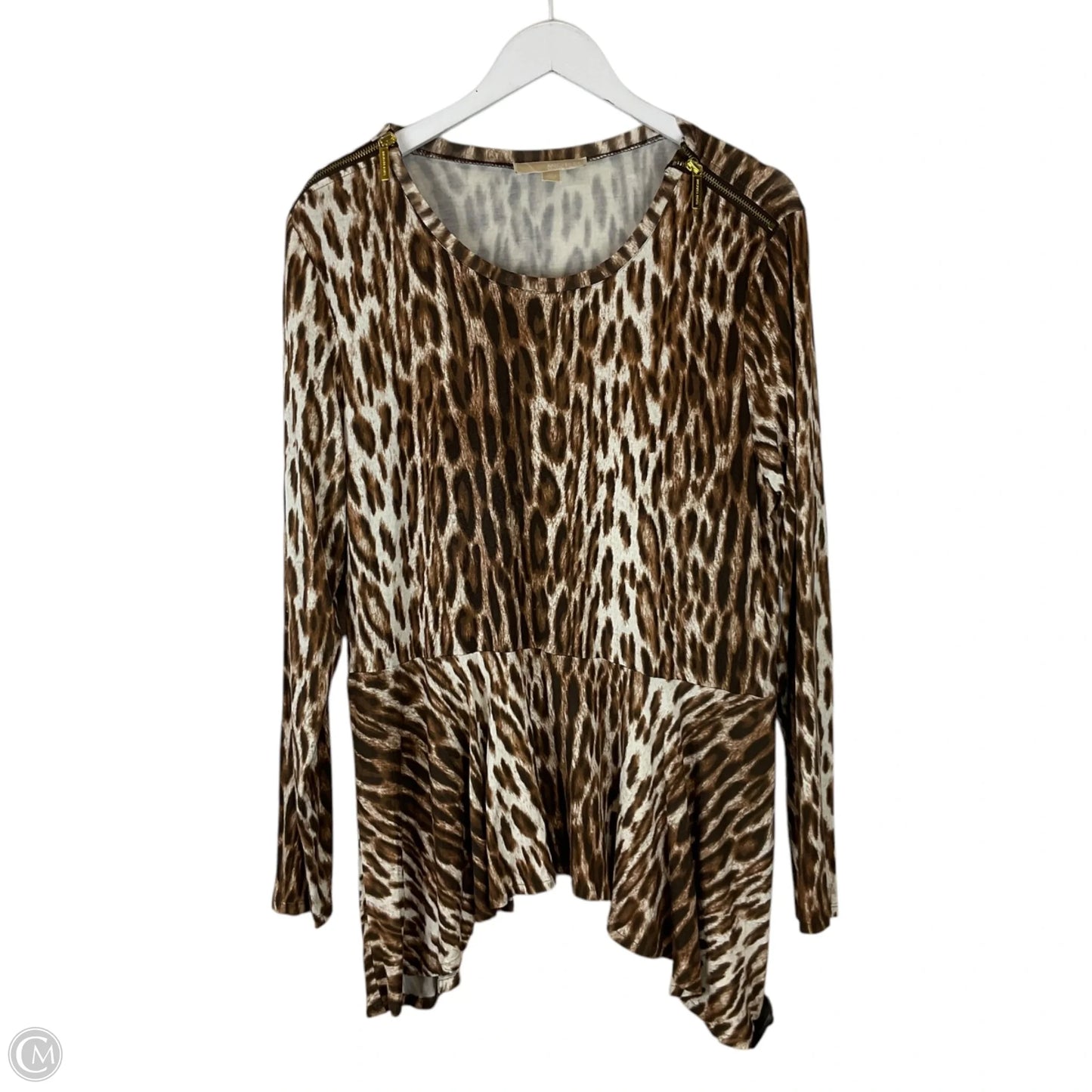 Top Long Sleeve Basic By Michael By Michael Kors In Animal Print, Size: Xl