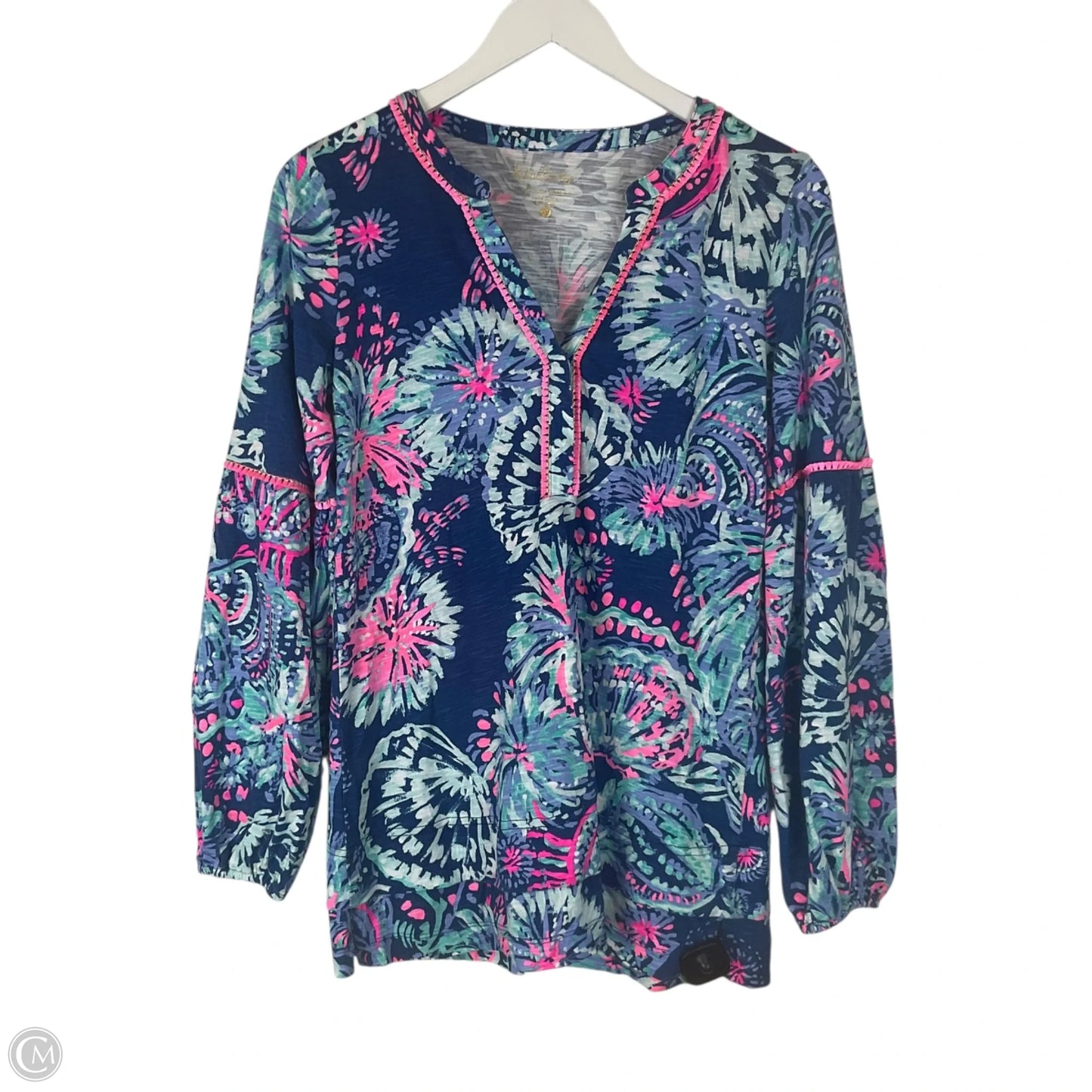 Top Long Sleeve Designer By Lilly Pulitzer In Blue, Size: S