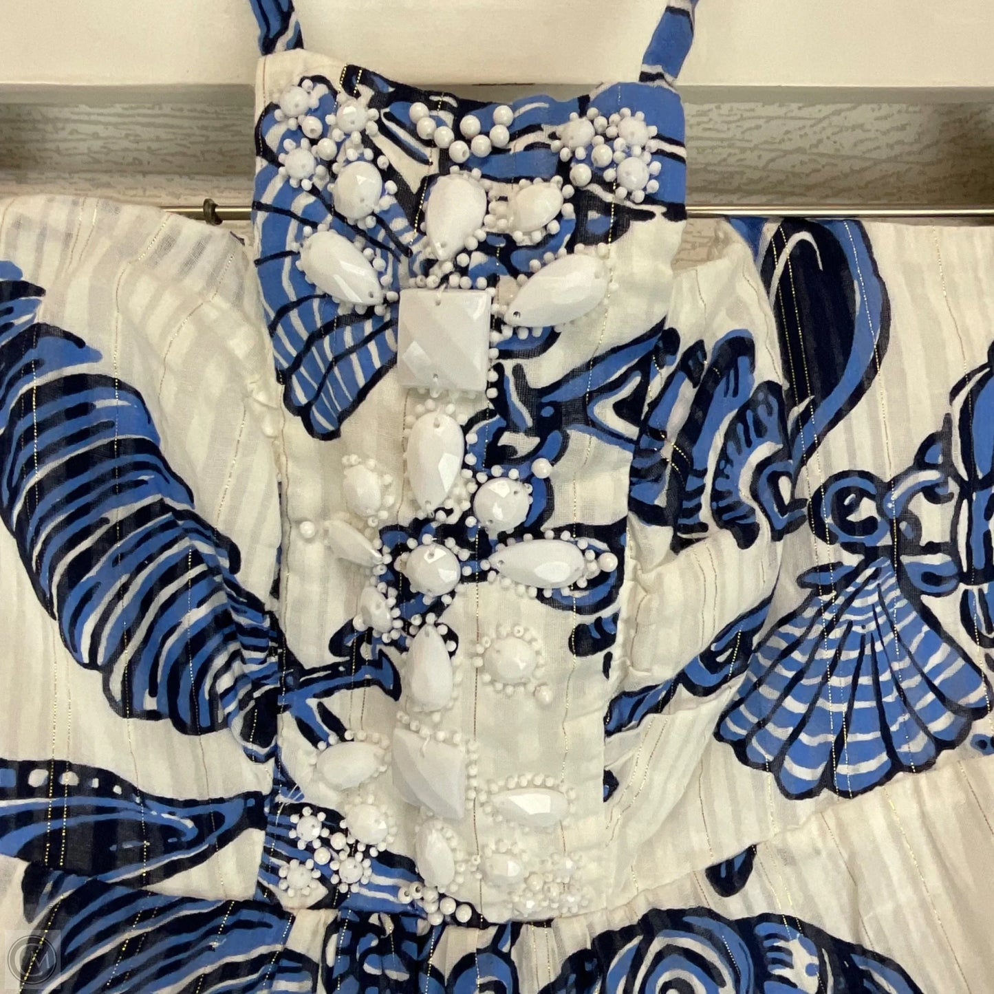 Top Sleeveless Designer By Lilly Pulitzer In Blue & White, Size: 14