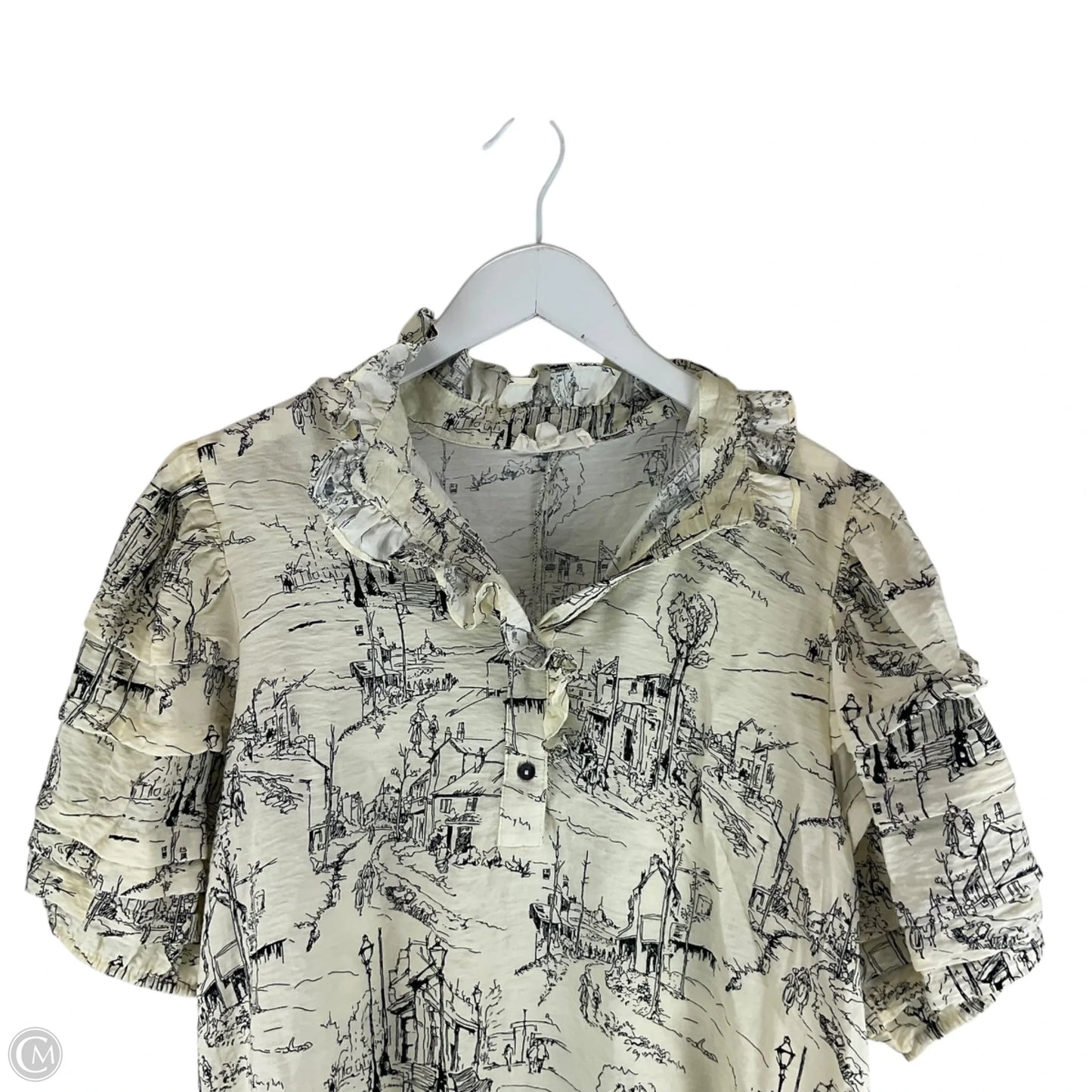 Top Short Sleeve By Entro In Black & Cream, Size: M