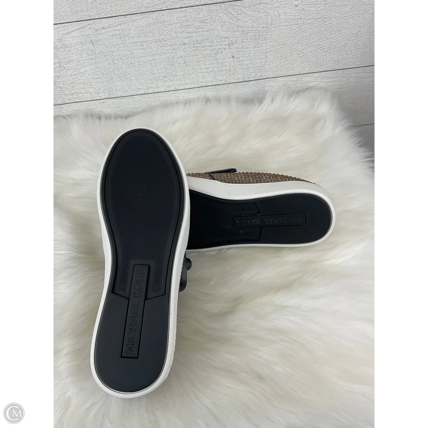 Shoes Designer By Michael Kors In Black & Gold, Size: 9