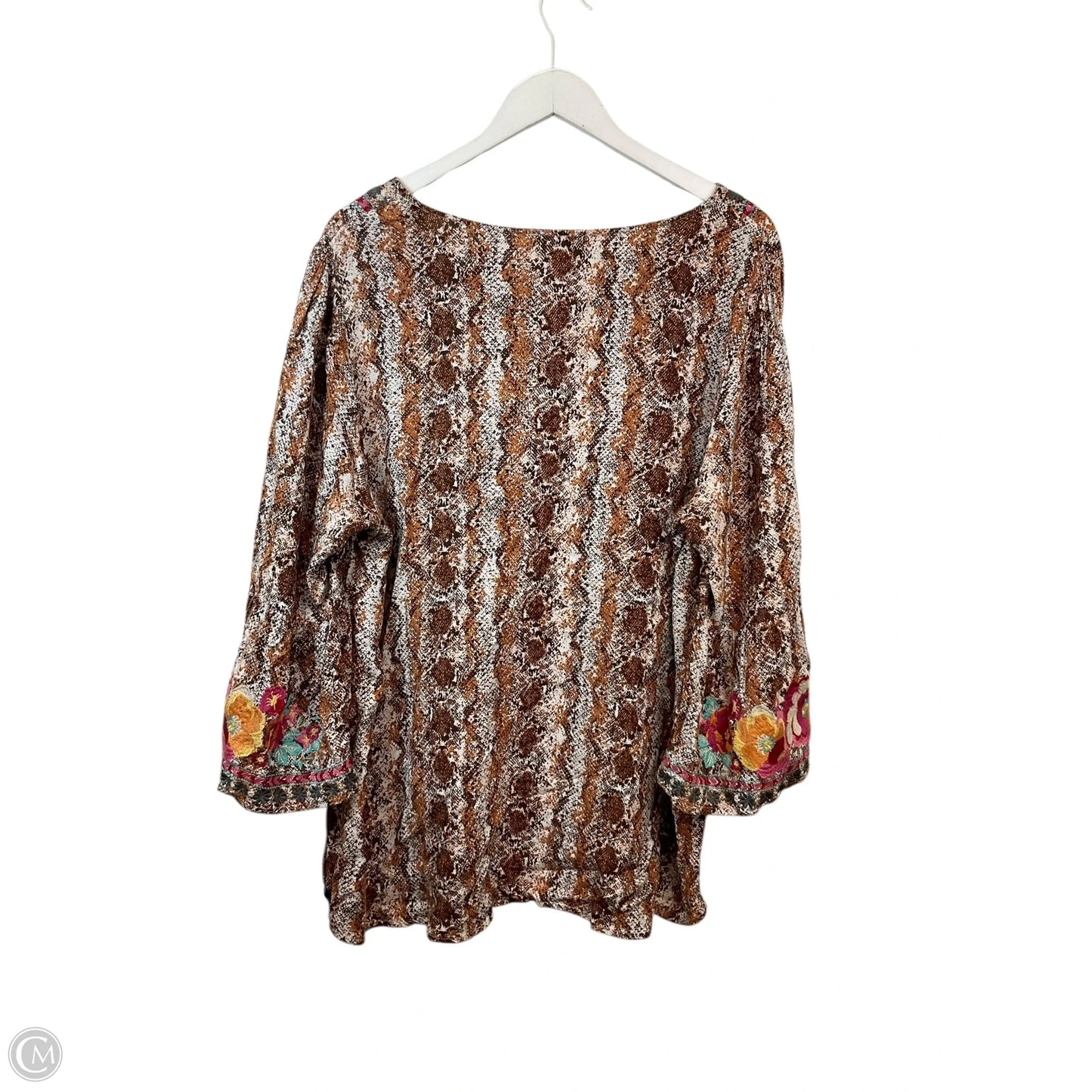 Top Long Sleeve By Savanna Jane In Brown & Pink, Size: 2x