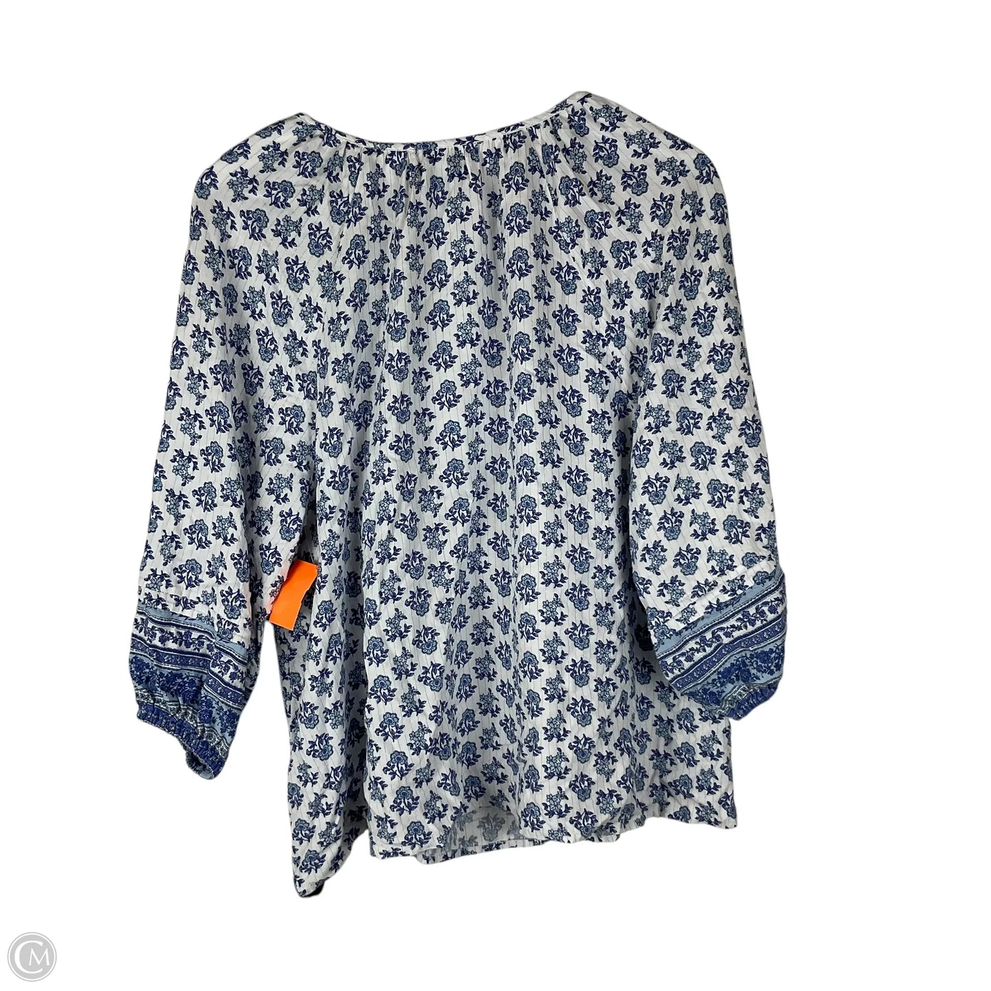 Top Long Sleeve By Wonderly In Blue & White, Size: 2x