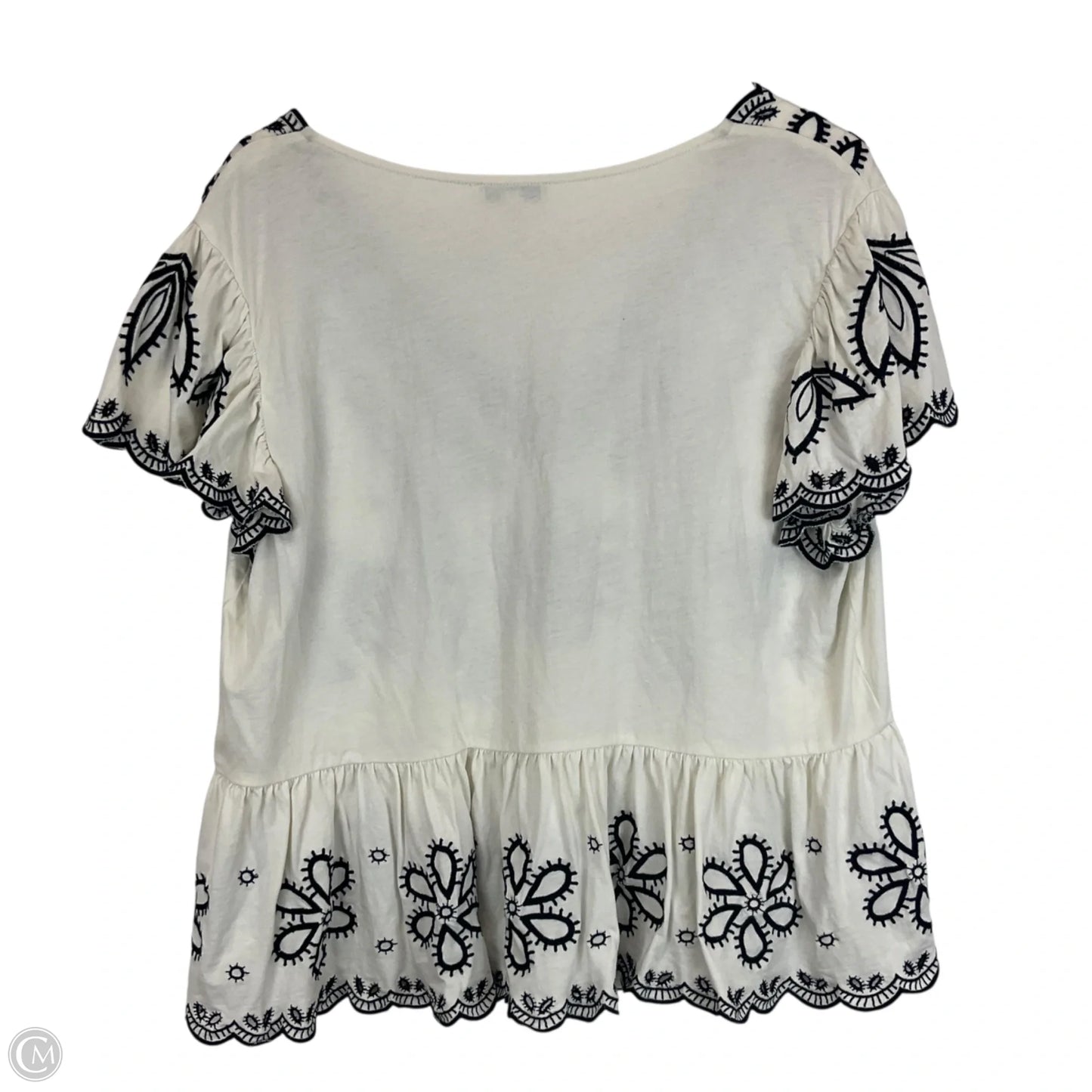 Top Short Sleeve By Express In Cream, Size: Xl