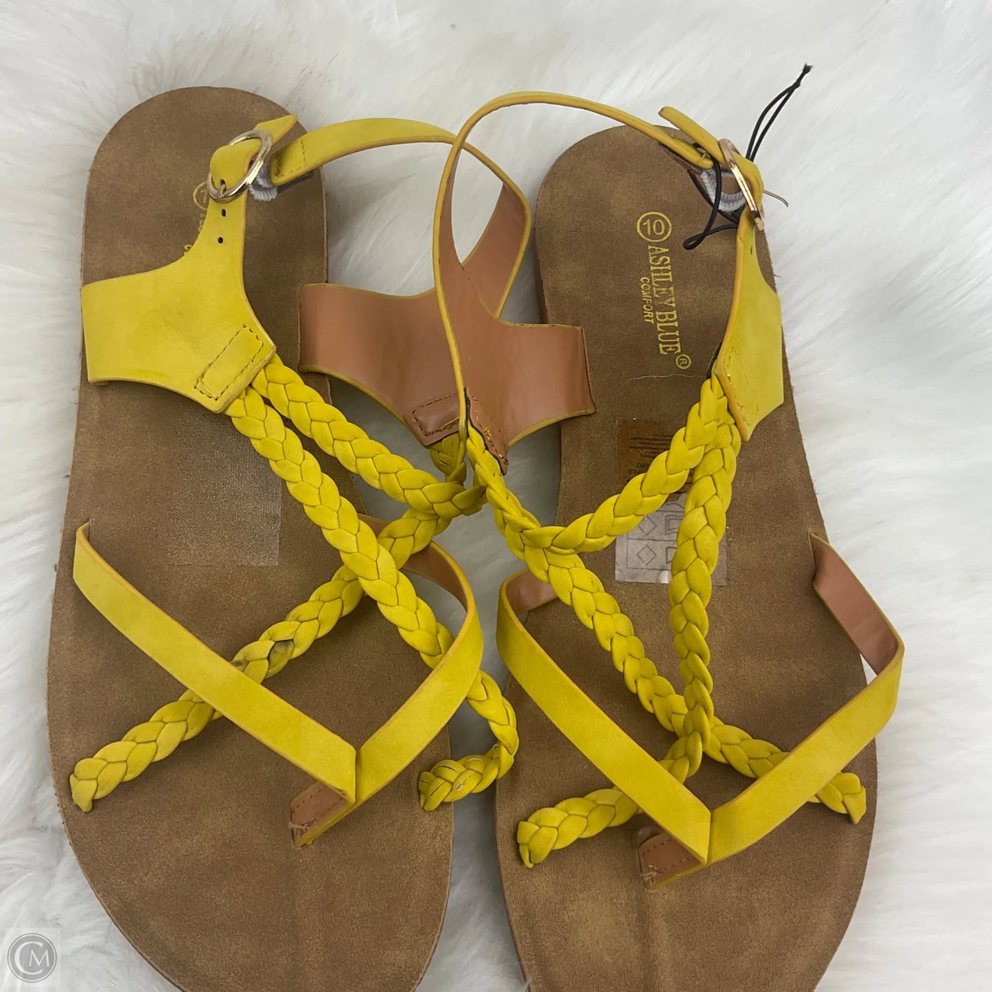 Sandals Flats By Clothes Mentor In Yellow, Size: 10