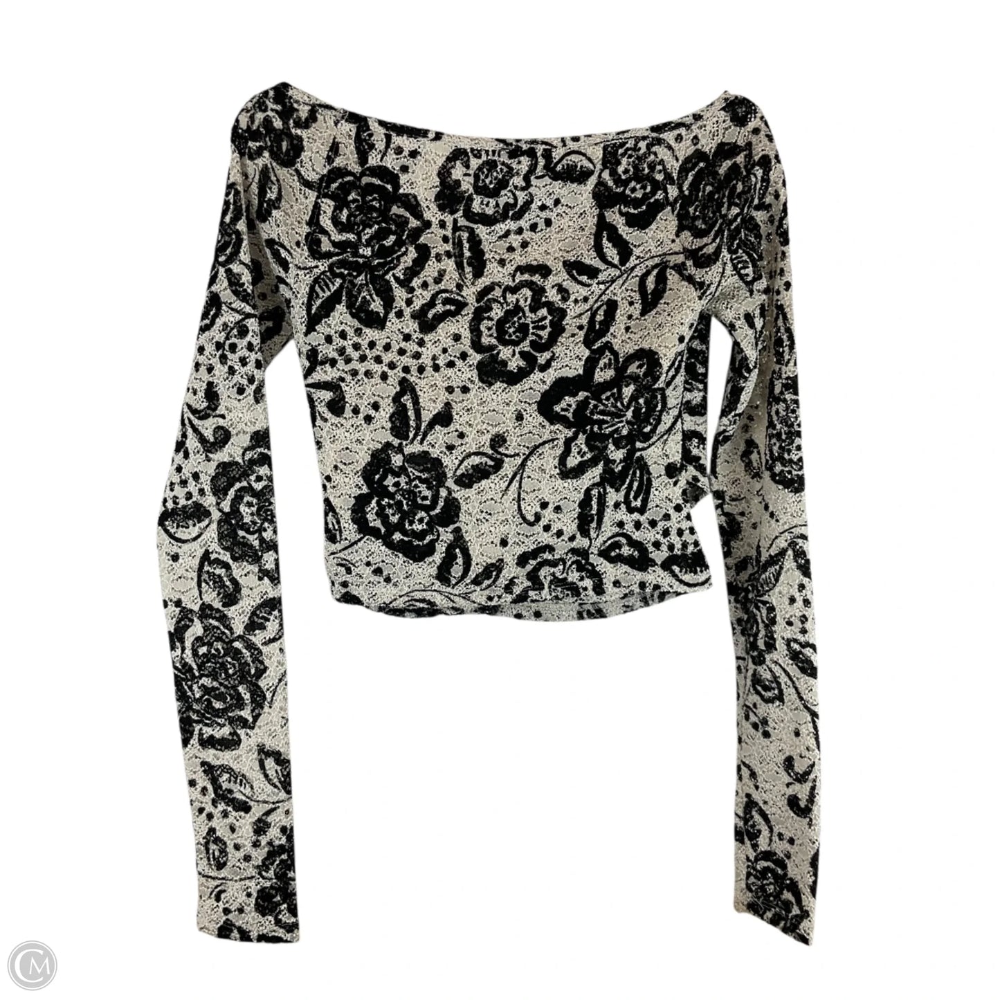 Top Long Sleeve By Free People In Black & White, Size: S