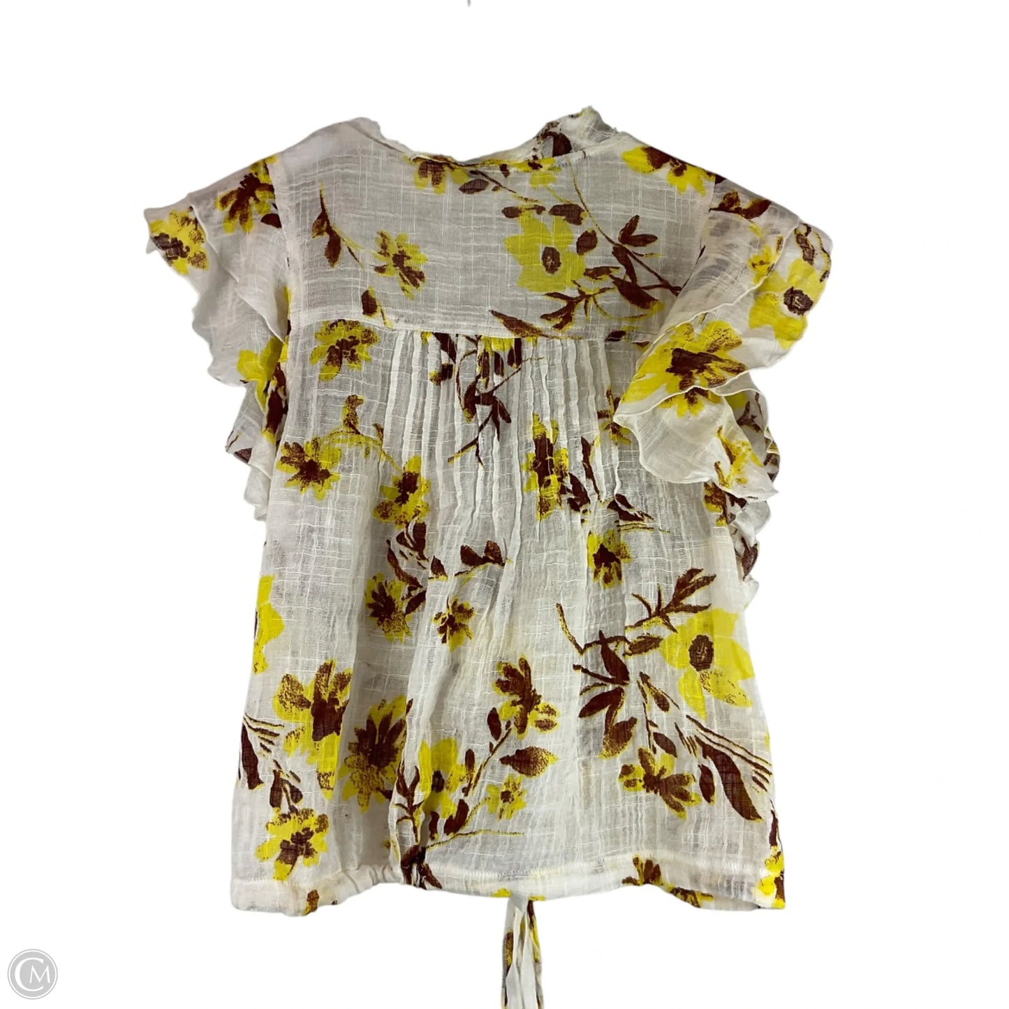 Top Short Sleeve By Free People In Yellow, Size: Xs