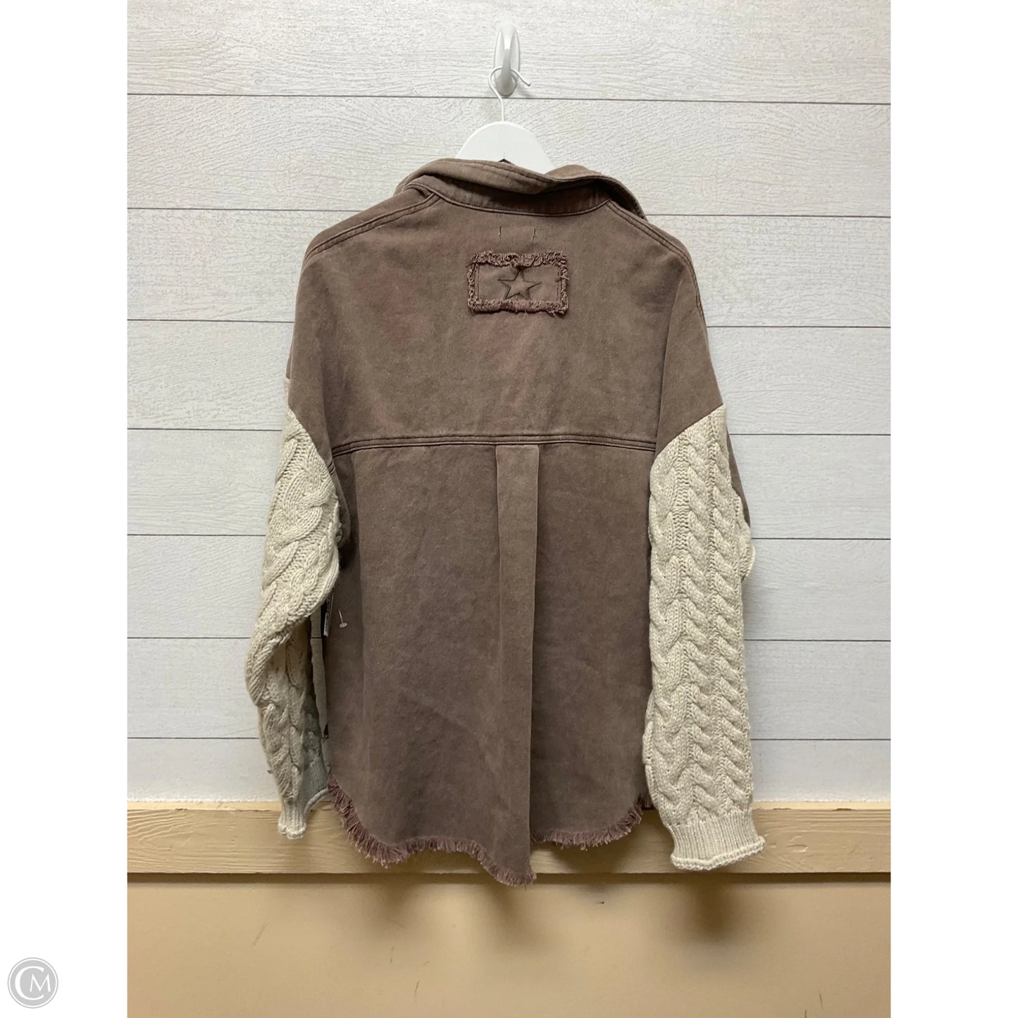 Jacket Shirt By Pol In Brown, Size: S