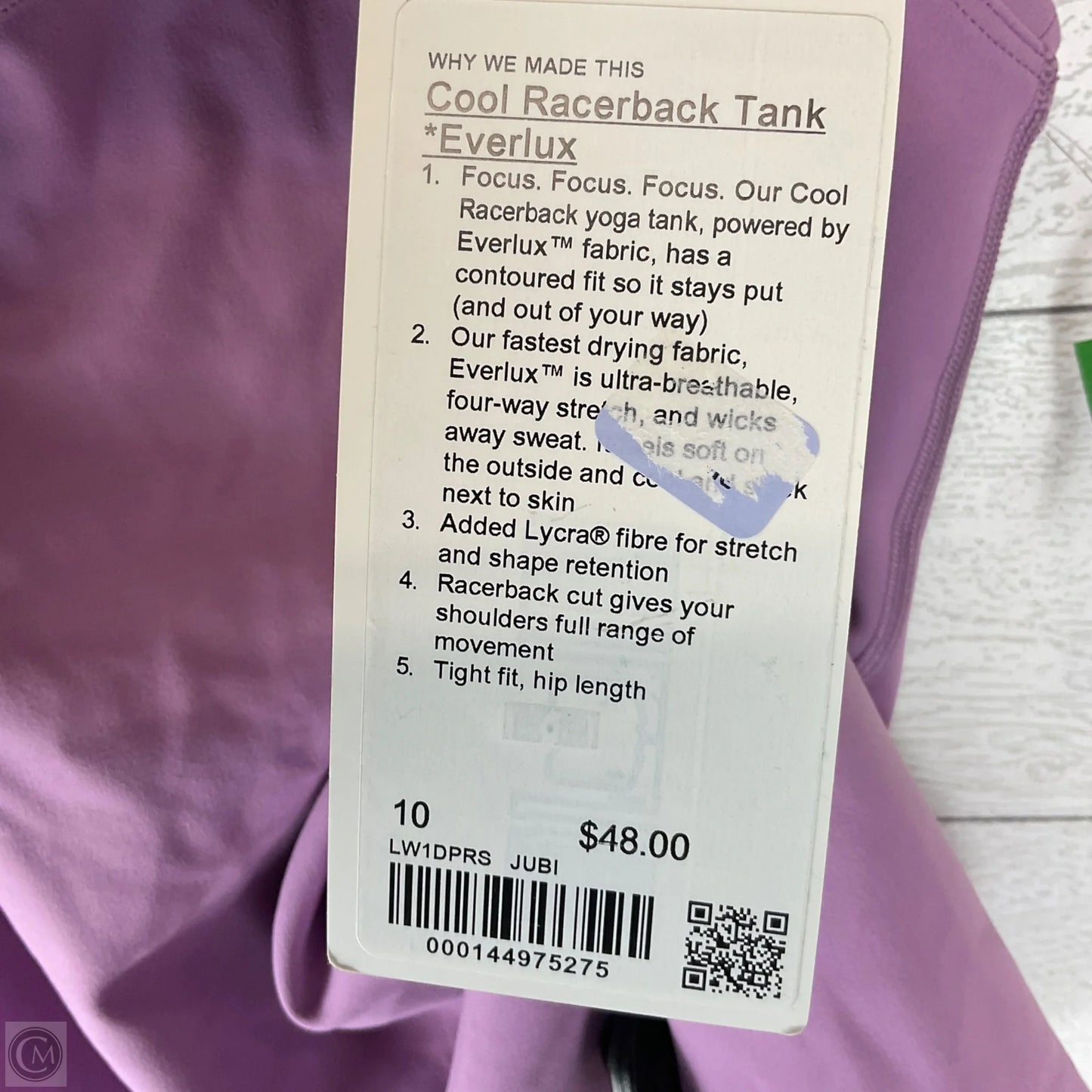 Athletic Tank Top By Lululemon In Purple, Size: 10