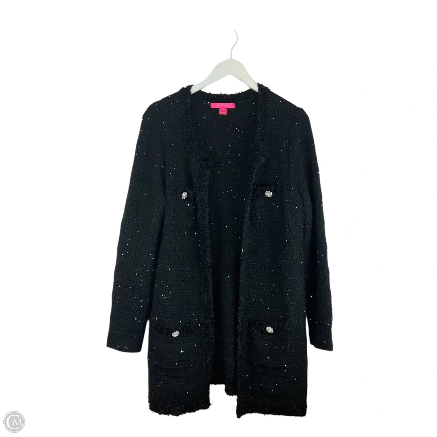 Sweater Cardigan Designer By Lilly Pulitzer In Black, Size: L