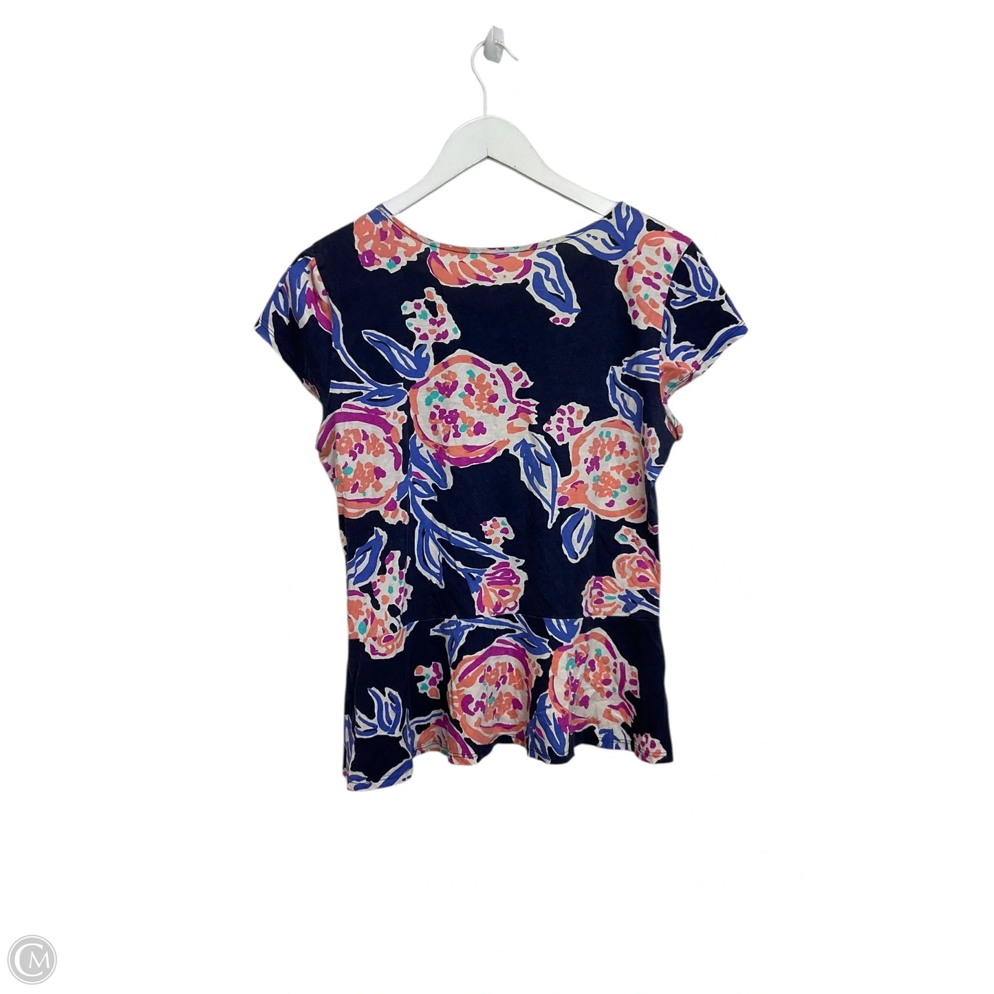 Top Short Sleeve Designer By Lilly Pulitzer In Navy, Size: L