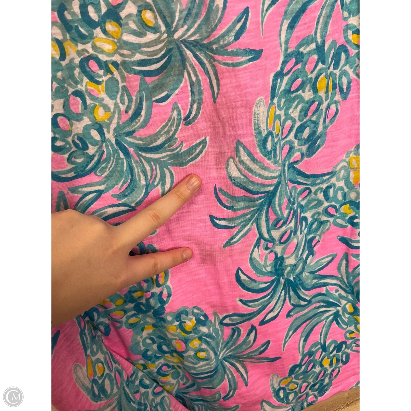 Top Sleeveless Designer By Lilly Pulitzer In Blue & Pink, Size: Xl