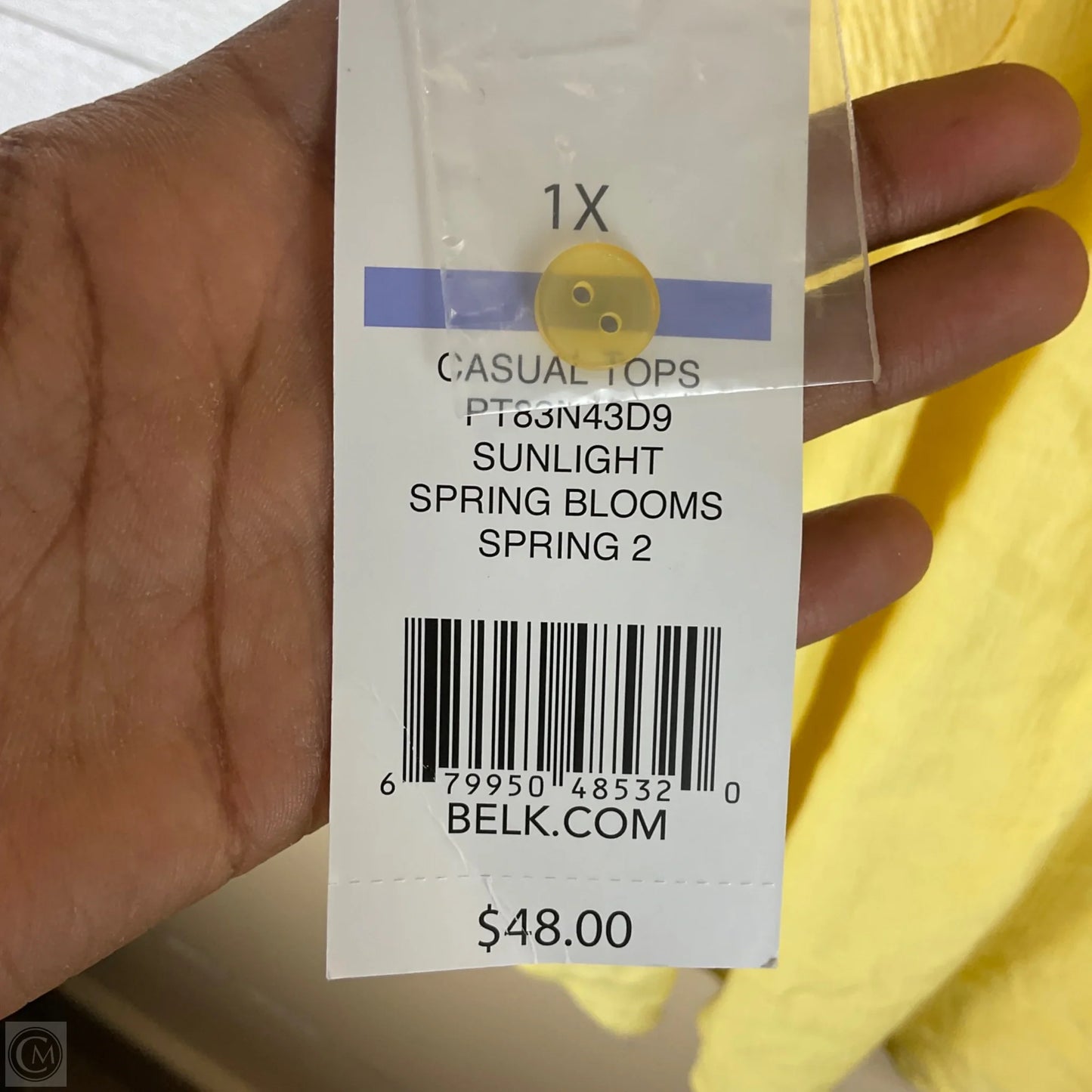 Top Short Sleeve By New Directions In Yellow, Size: 1x
