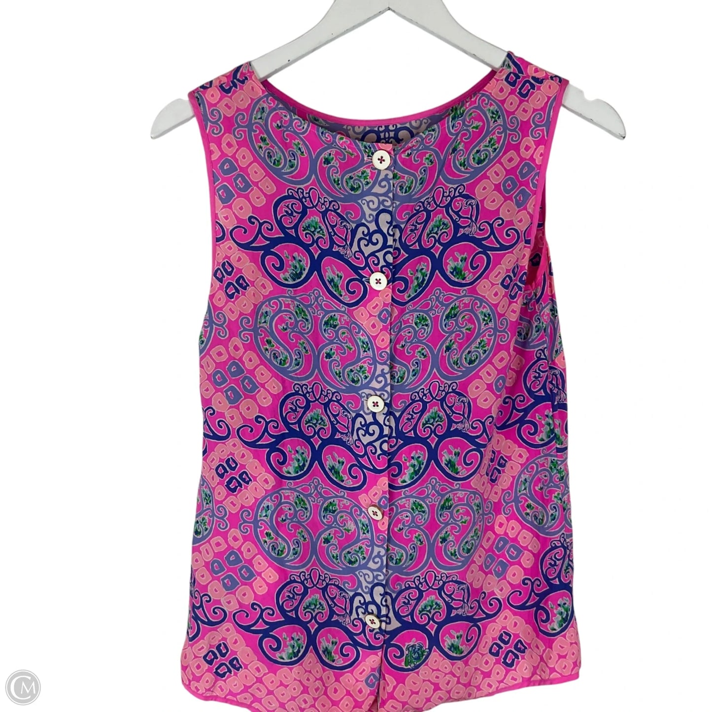 Top Sleeveless Designer By Lilly Pulitzer In Blue & Pink, Size: M