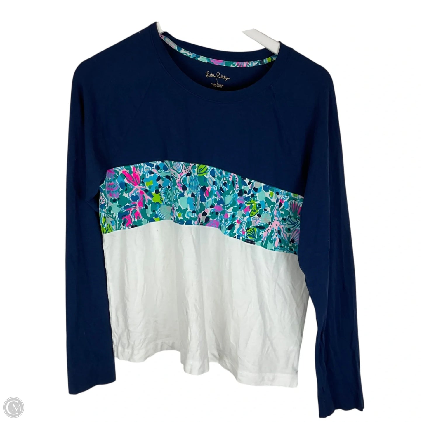 Top Long Sleeve Designer By Lilly Pulitzer In Navy, Size: L