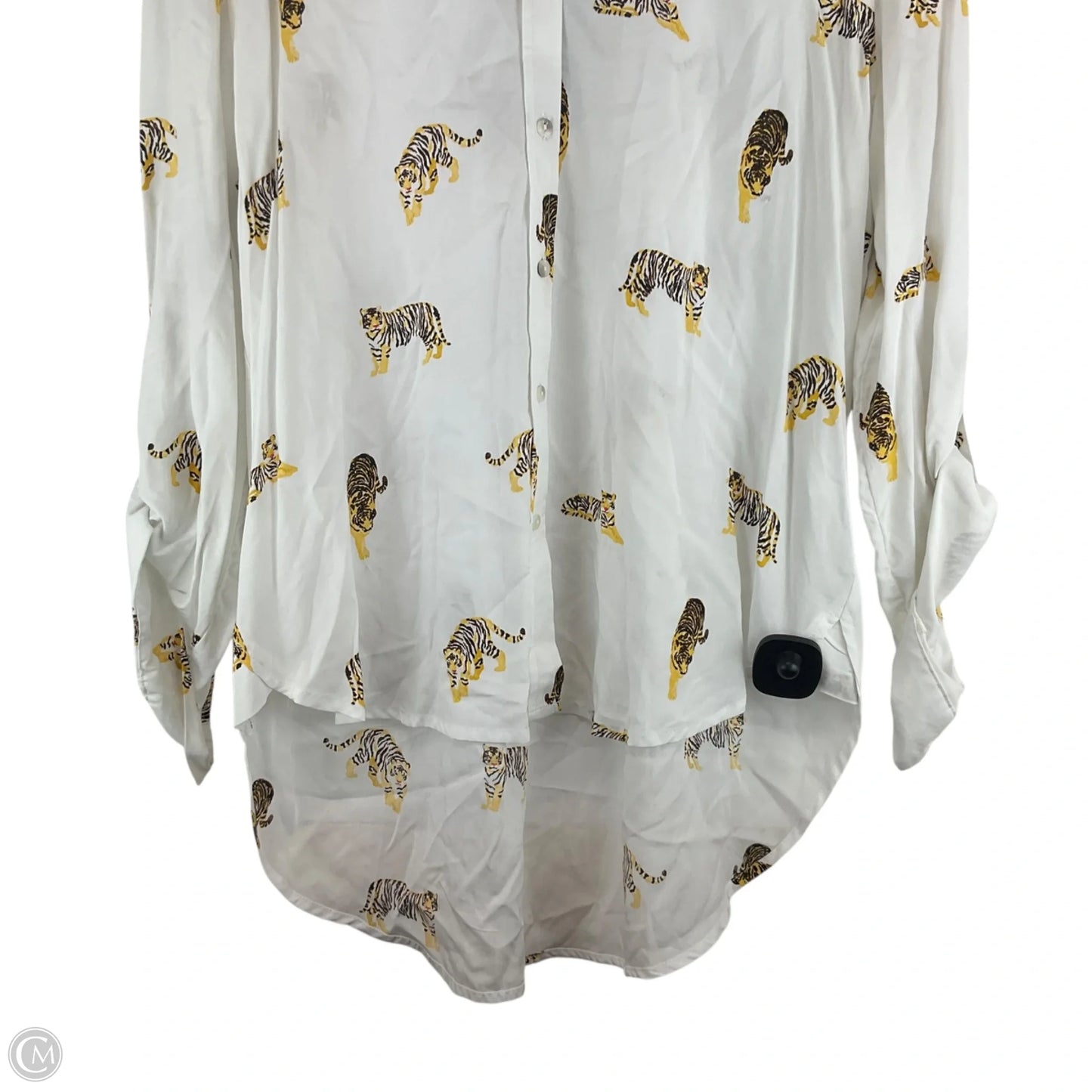 Top Long Sleeve By Jane And Delancey In White & Yellow, Size: L