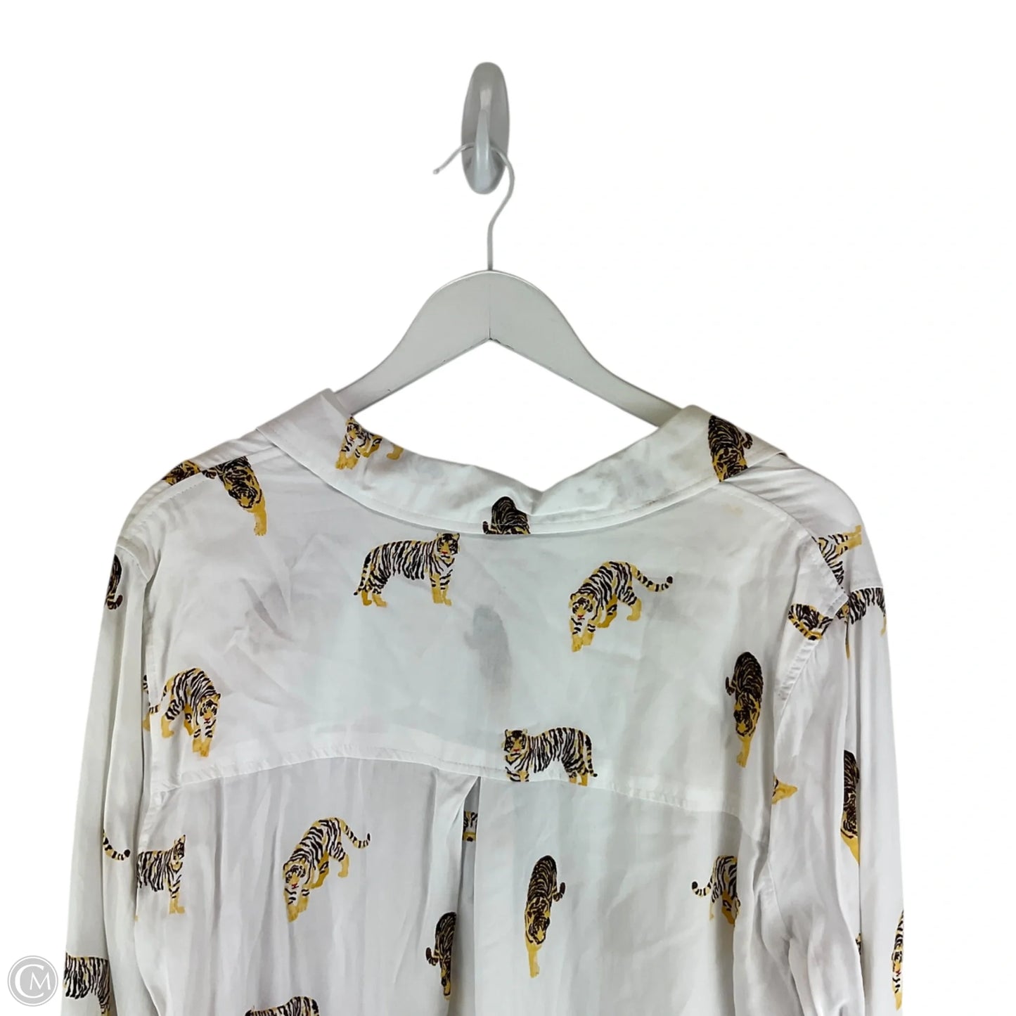 Top Long Sleeve By Jane And Delancey In White & Yellow, Size: L