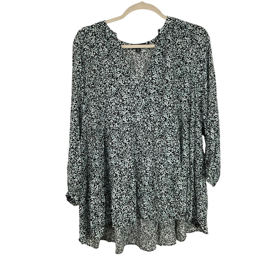 Top Long Sleeve By Ellos In Black & Blue, Size: 1x