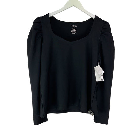 Top Long Sleeve Basic By Nine West Apparel In Black, Size: L