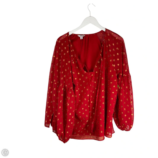 Top Long Sleeve By Crown And Ivy In Red, Size: 1x