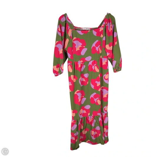 Dress Casual Midi By Cmc In Green & Red, Size: M