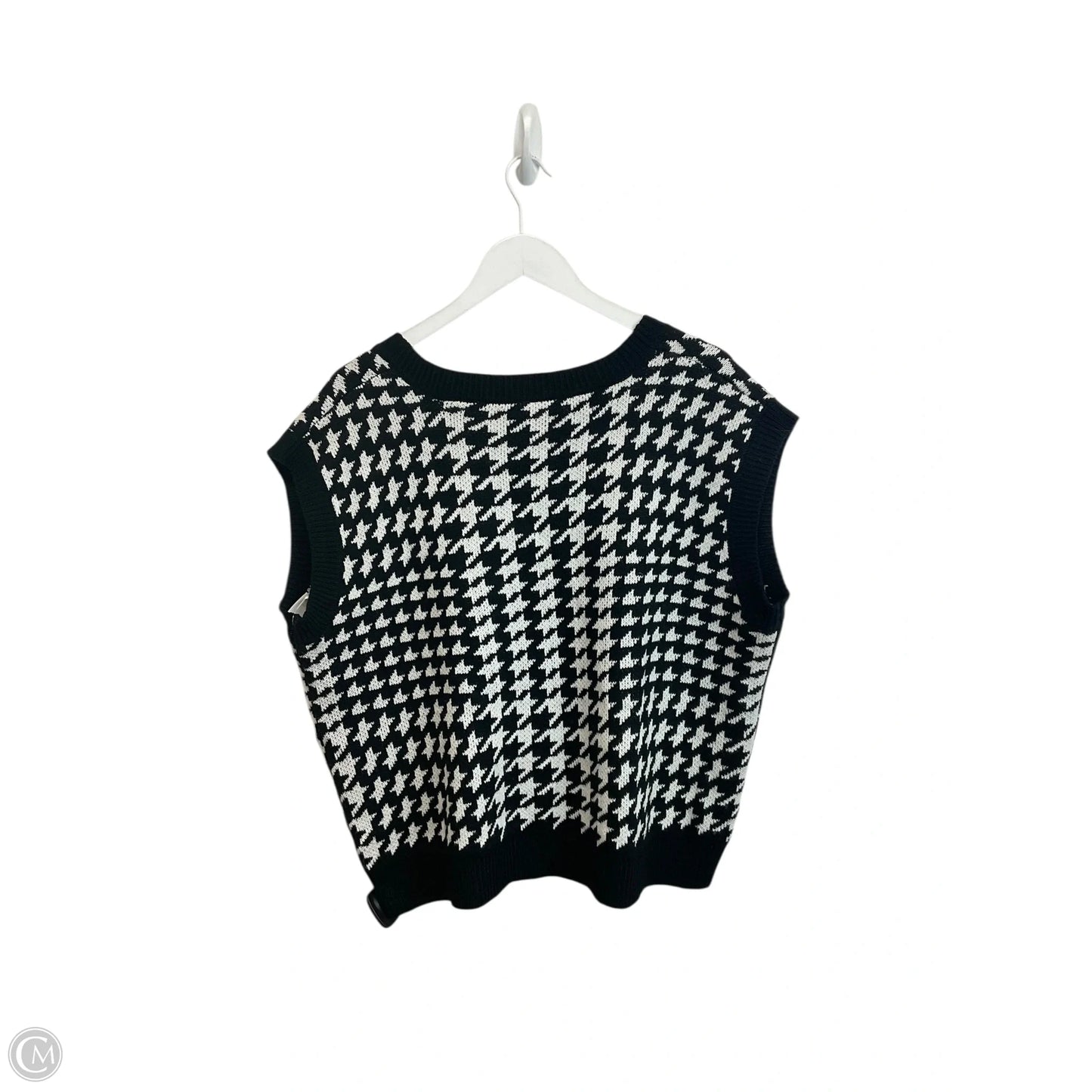 Vest Sweater By Cato In Black & White, Size: Xl