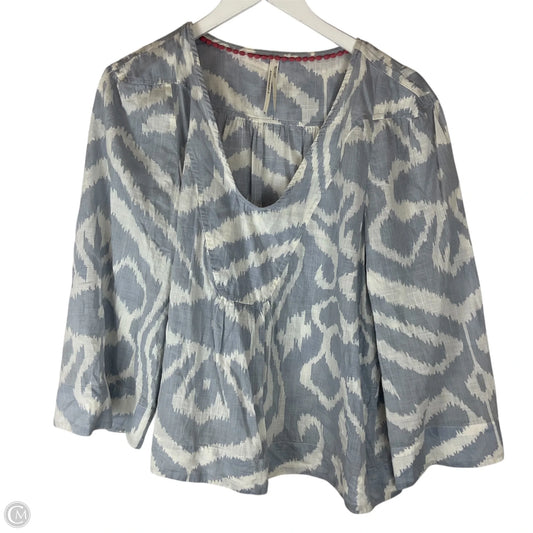 Top Long Sleeve By Anthropologie In Blue & White, Size: L