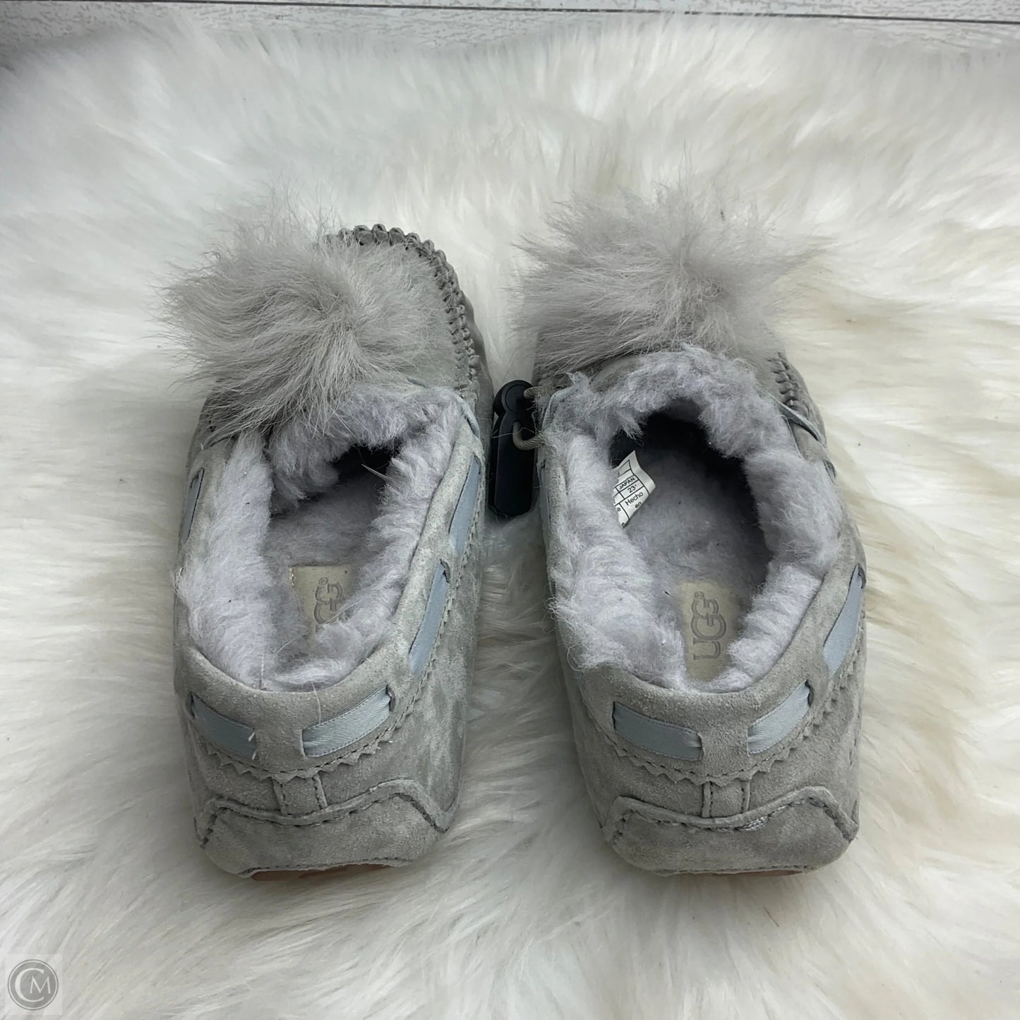 Slippers Designer By Ugg In Grey, Size: 6