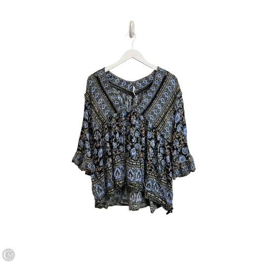 Top Long Sleeve By Free People In Black & Blue, Size: M