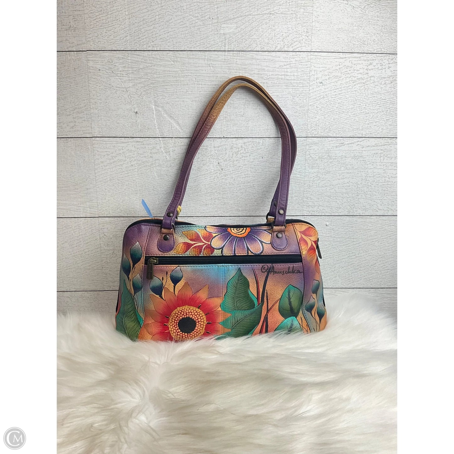 Handbag Leather By Anuschka, Size: Medium