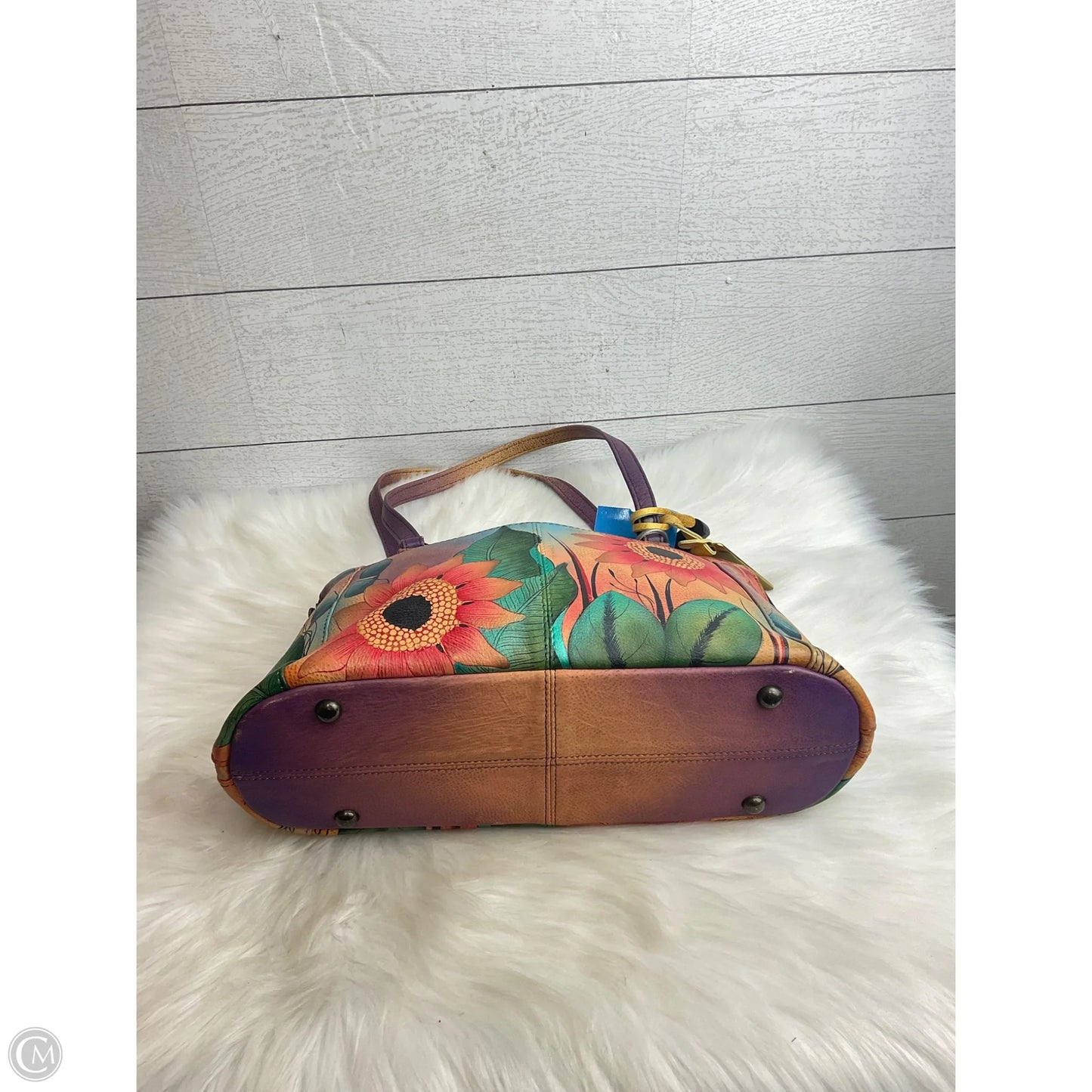 Handbag Leather By Anuschka, Size: Medium