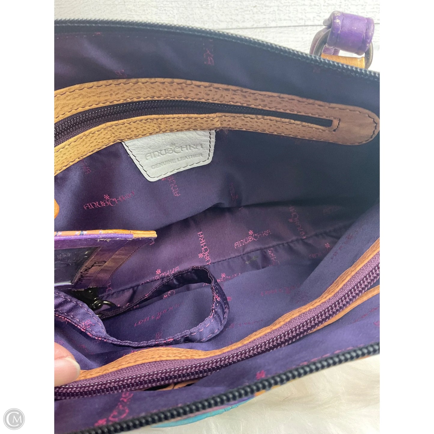 Handbag Leather By Anuschka, Size: Medium