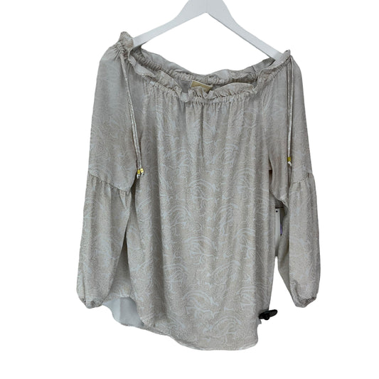 Cream Top Long Sleeve Designer Michael By Michael Kors, Size L