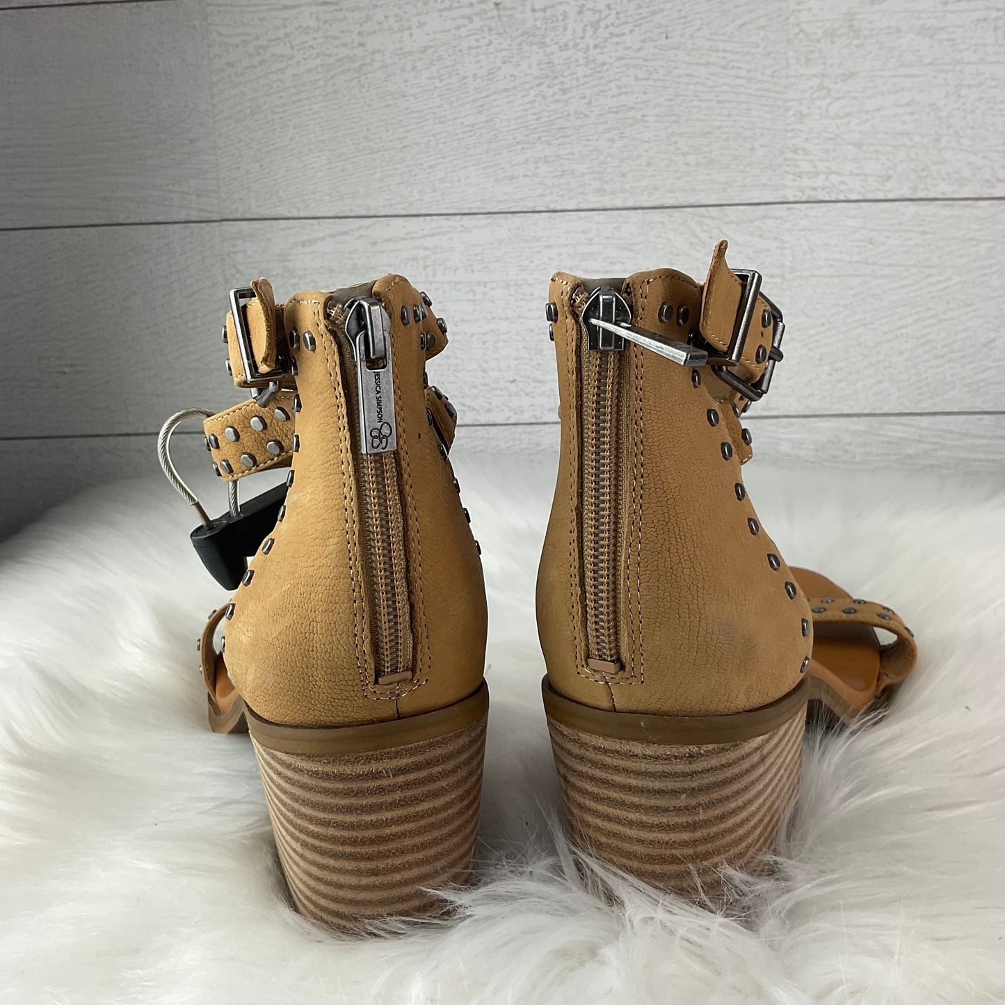 Sandals Heels Block By Jessica Simpson In Tan, Size: 7.5