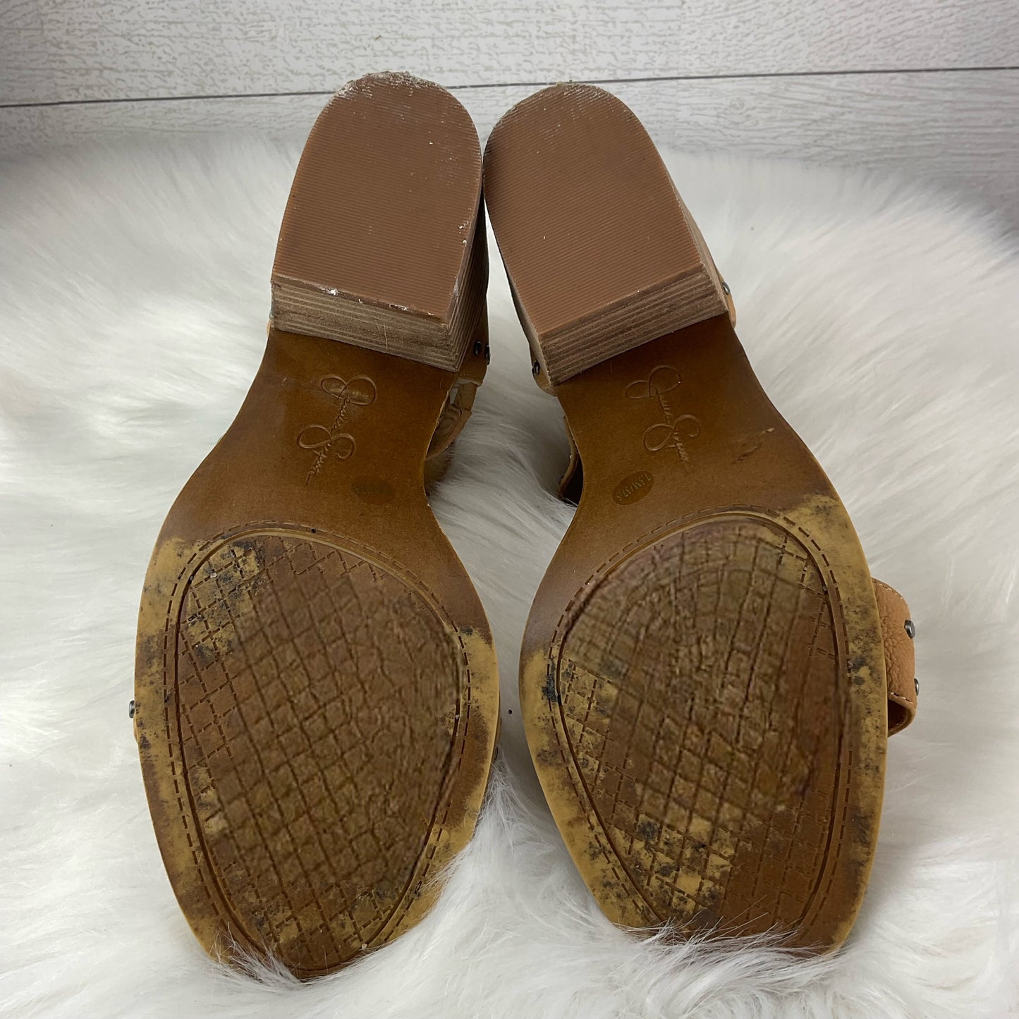 Sandals Heels Block By Jessica Simpson In Tan, Size: 7.5