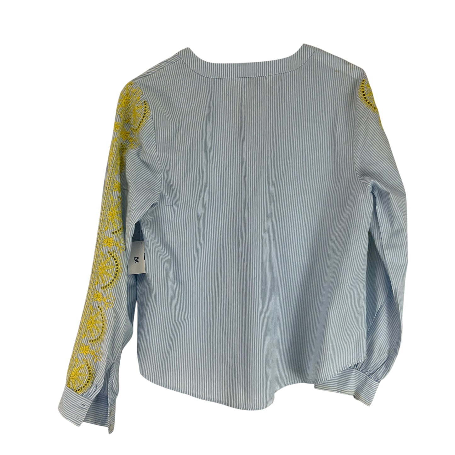 Top Long Sleeve By Crown And Ivy In Blue & White, Size: M