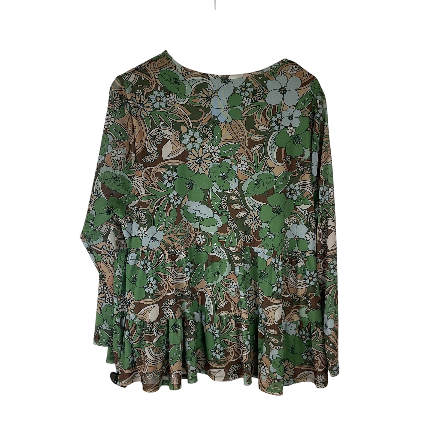 Top Long Sleeve By Love Fire In Green, Size: 2x