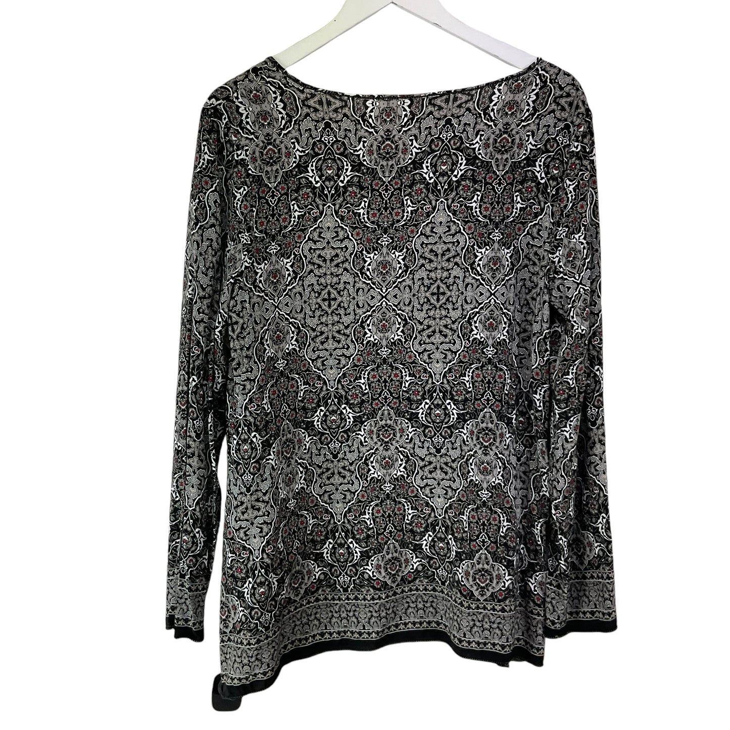 Top Long Sleeve By Sophie Max In Black Grey, Size: M