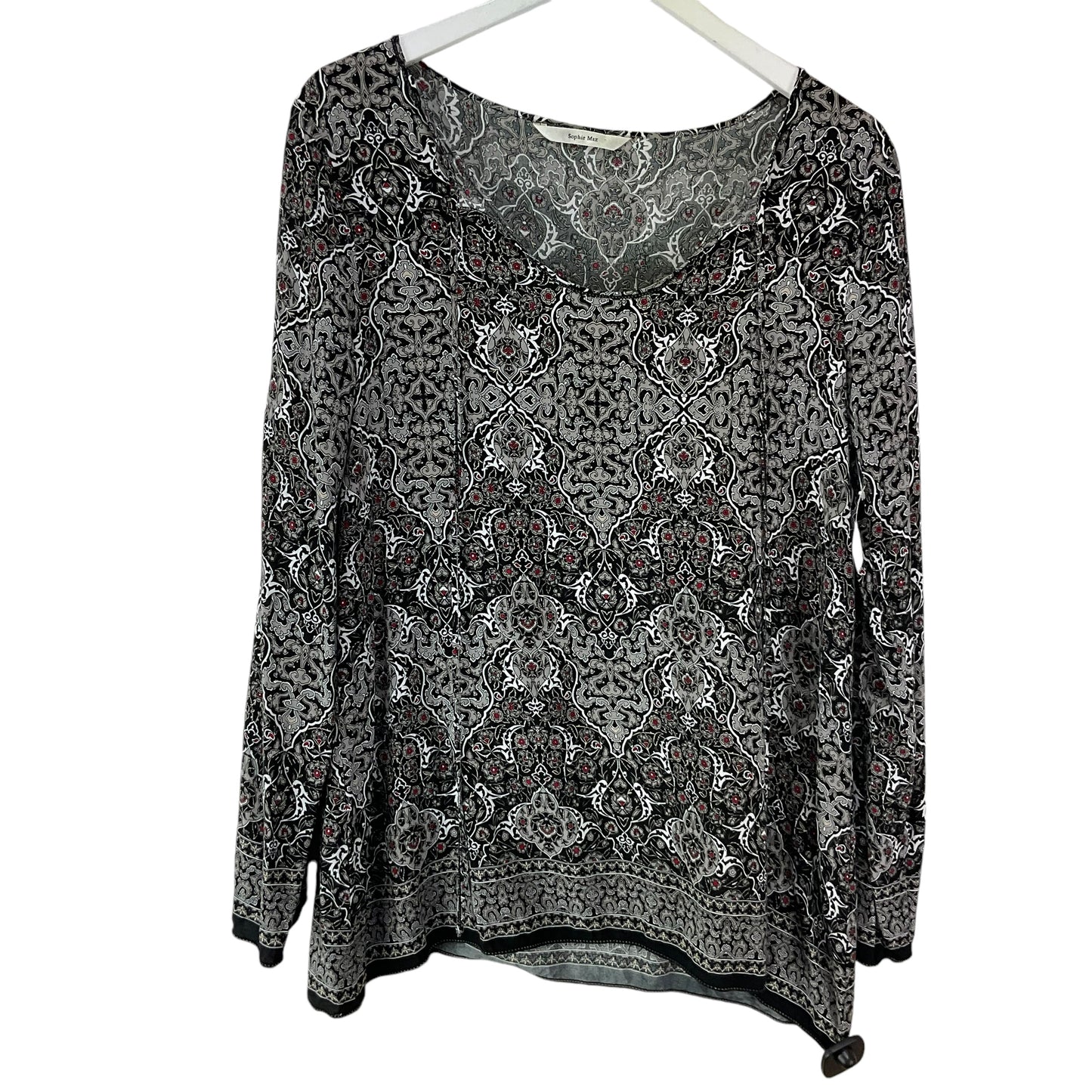 Top Long Sleeve By Sophie Max In Black Grey, Size: M