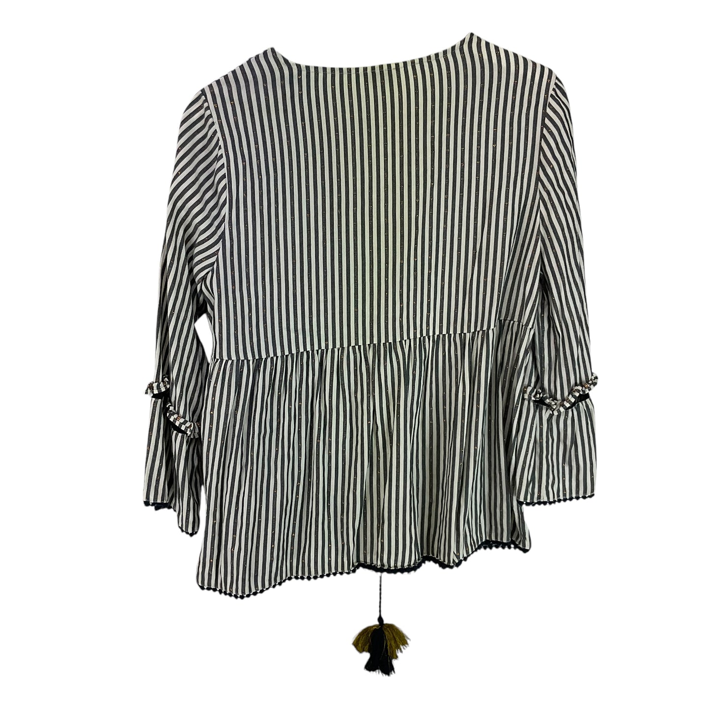 Top 3/4 Sleeve By Crown And Ivy In Striped Pattern, Size: L