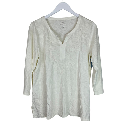 Top 3/4 Sleeve Basic By Talbots In Cream, Size: L