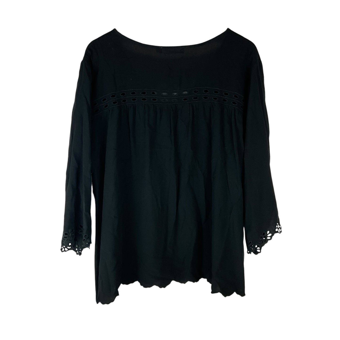 Top Long Sleeve Basic By Solitaire In Black, Size: 1x