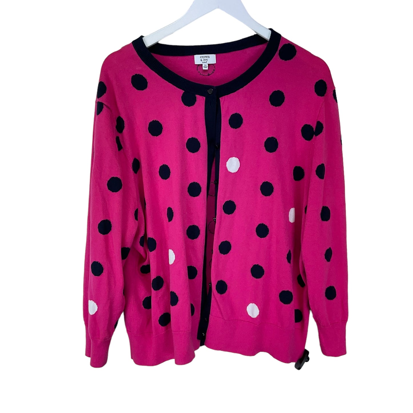 Sweater Cardigan By Crown And Ivy In Polkadot Pattern, Size: 3x