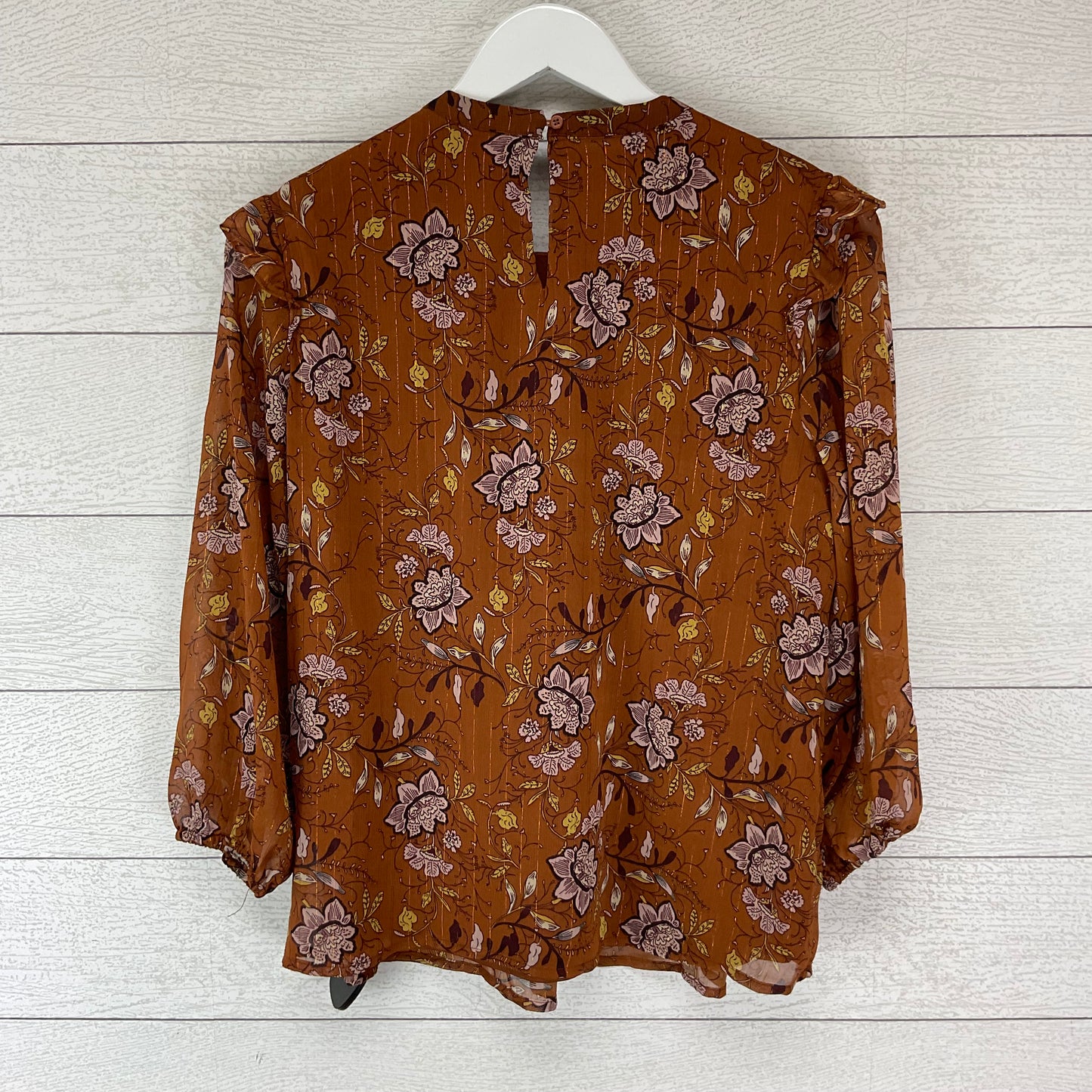 Brown Top Long Sleeve Clothes Mentor, Size S